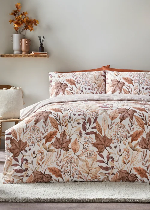 Autumn Leaves Printed Duvet Set - Single Image 1