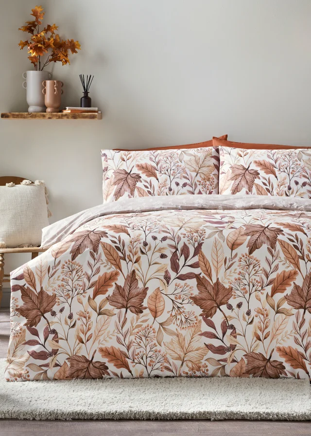 Autumn Leaves Printed Duvet Set
