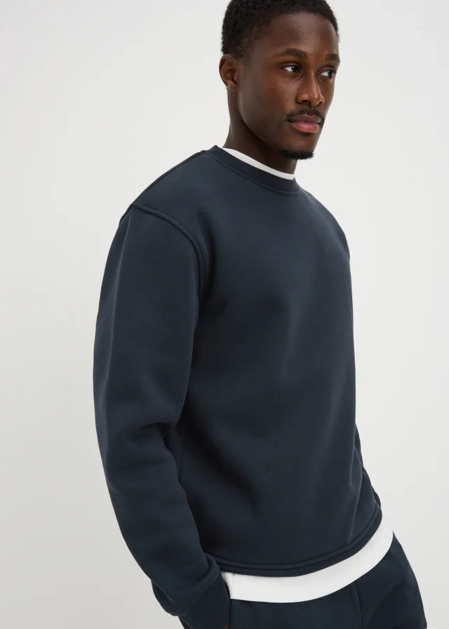 Navy Relaxed Crew Neck Sweatshirt