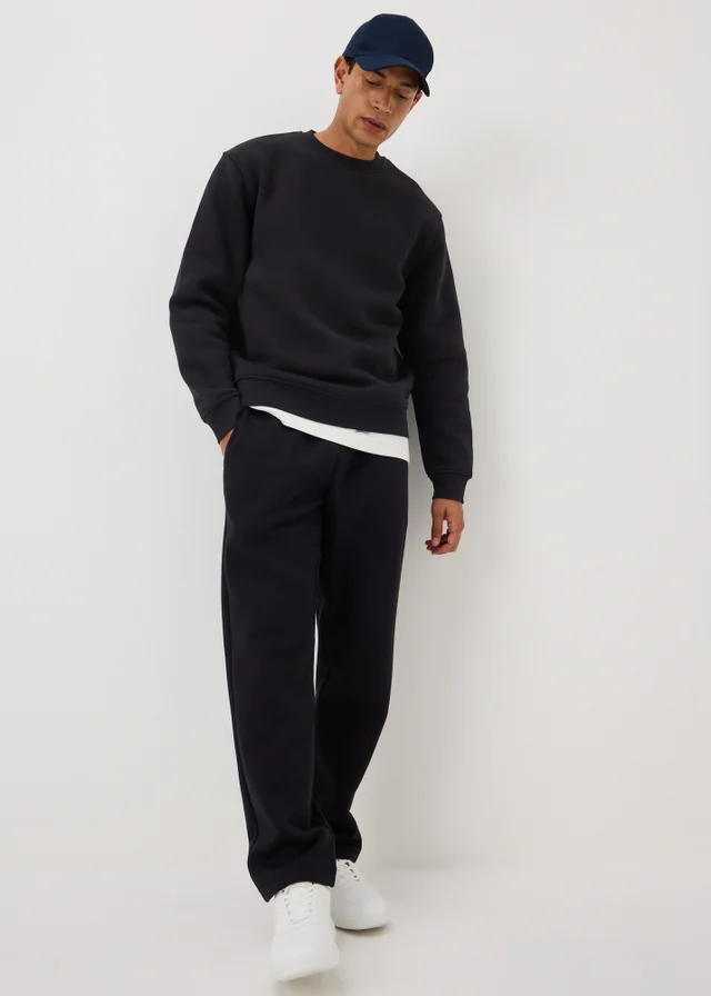 Black Relaxed Crew Neck Sweatshirt