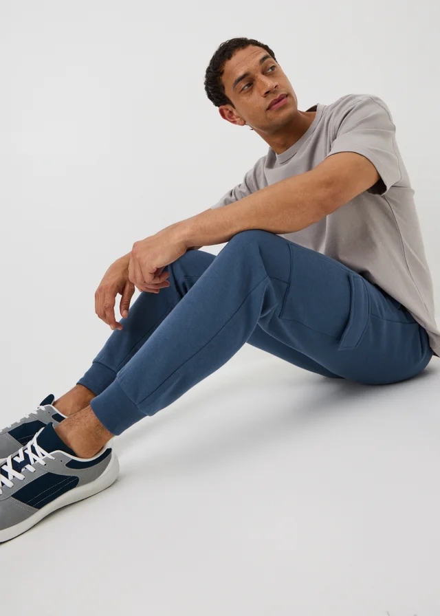 Blue Slim Fit Cargo Jogging Bottoms