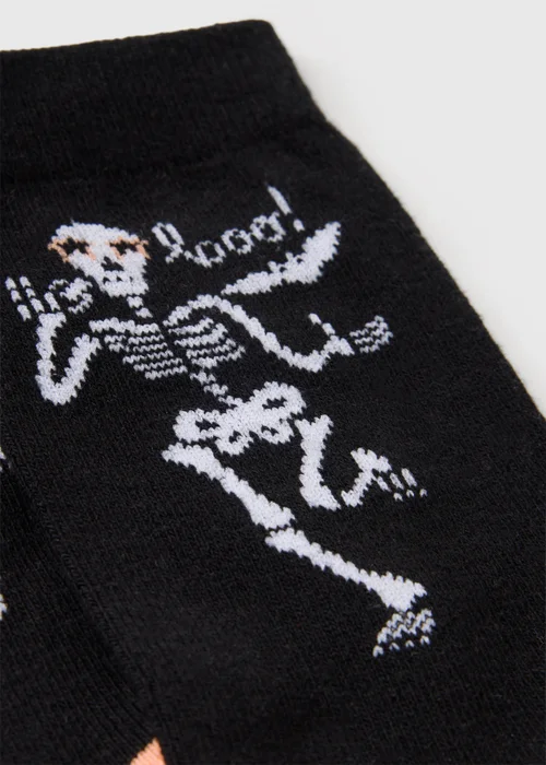 Black Halloween Skeleton Socks - One Size Image 2