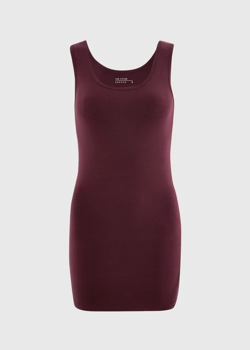 Burgundy Fitted Longline Vest Top - 8 Image 3