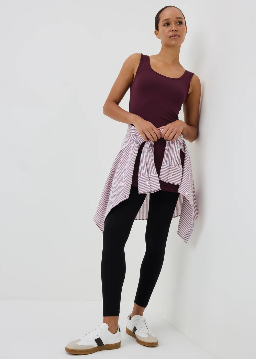 Burgundy Fitted Longline Vest Top - 8 Image 1