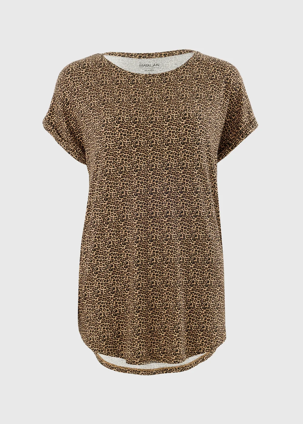 Brown Leopard Print Relaxed Longline T-Shirt - 2XL Image 3