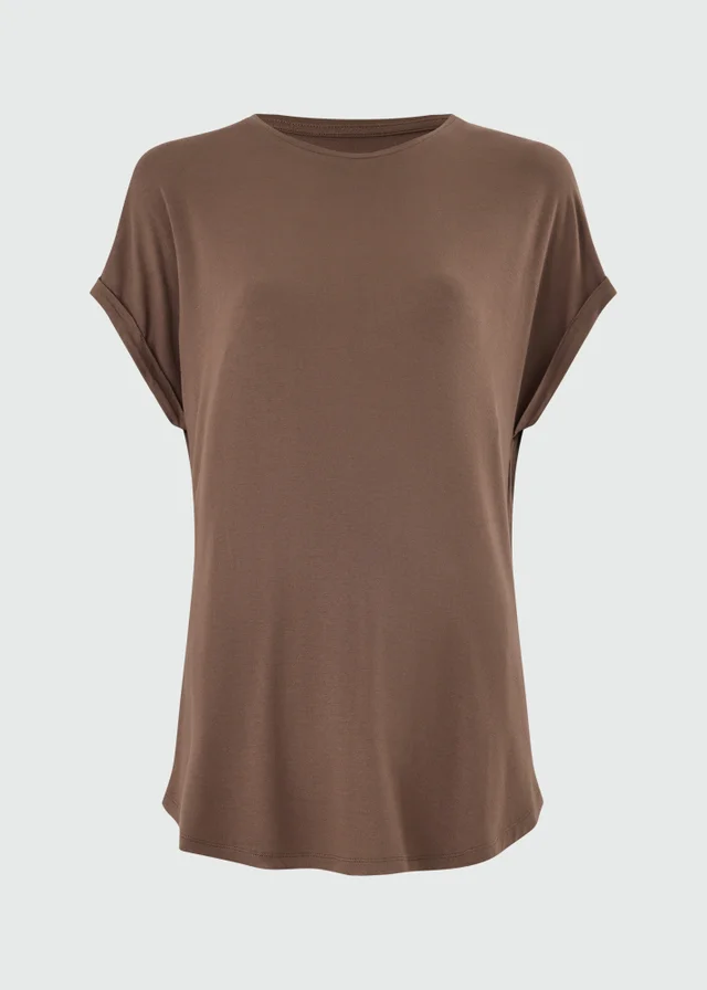 Brown Longline Short Sleeve T-Shirt