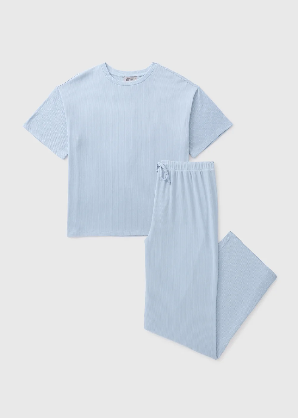 Blue Ribbed Wide Leg Pyjama Set - XS Image 2