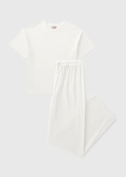 Cream Slouch Wide Leg Pyjama Set - M Image 3