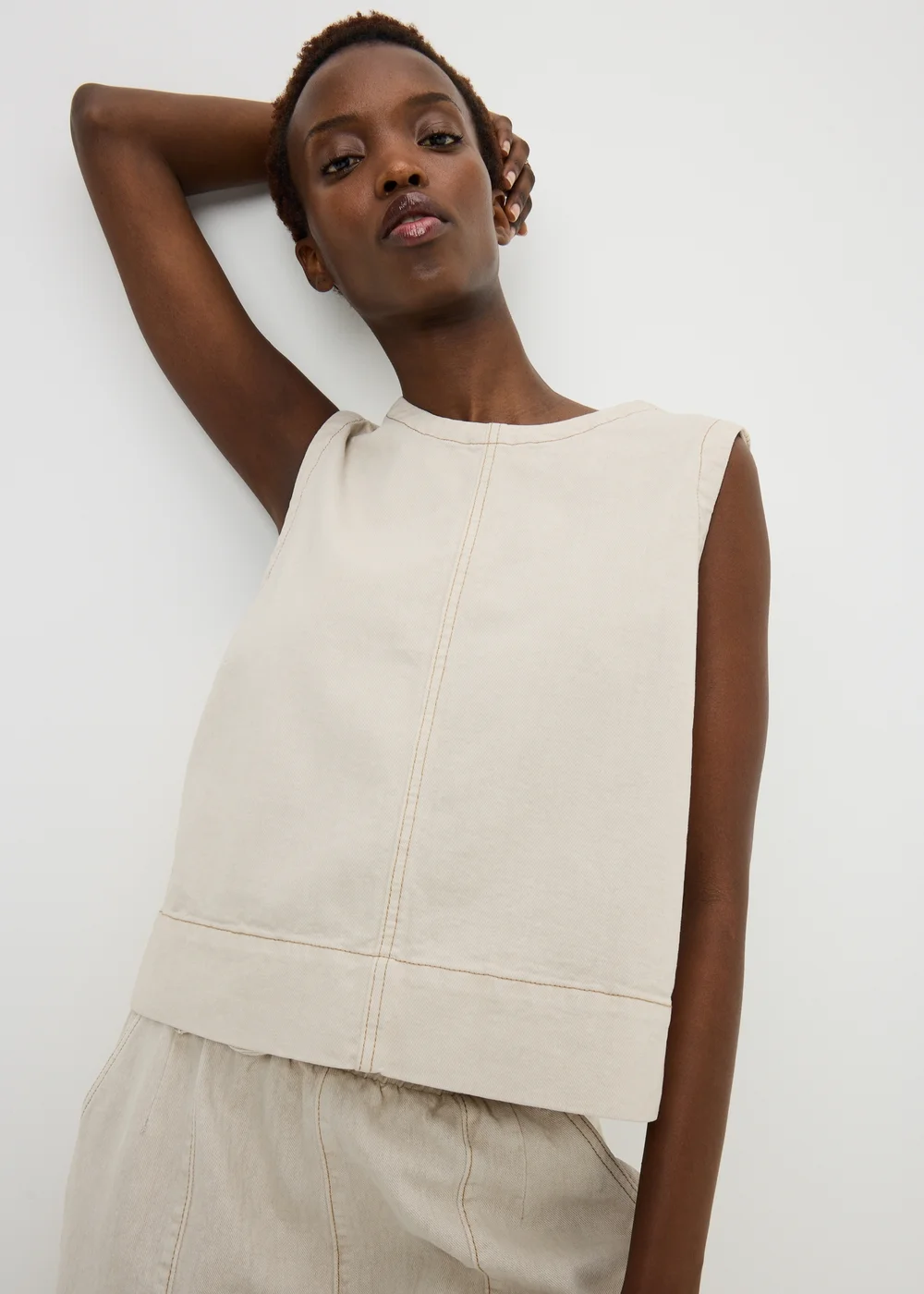 Ecru Denim Co Ord Vest Top - 16 Image 3