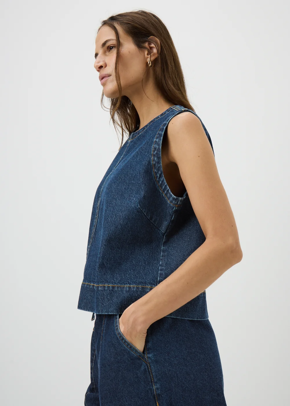Dark Wash Denim Co Ord Vest Top - 20 Image 3