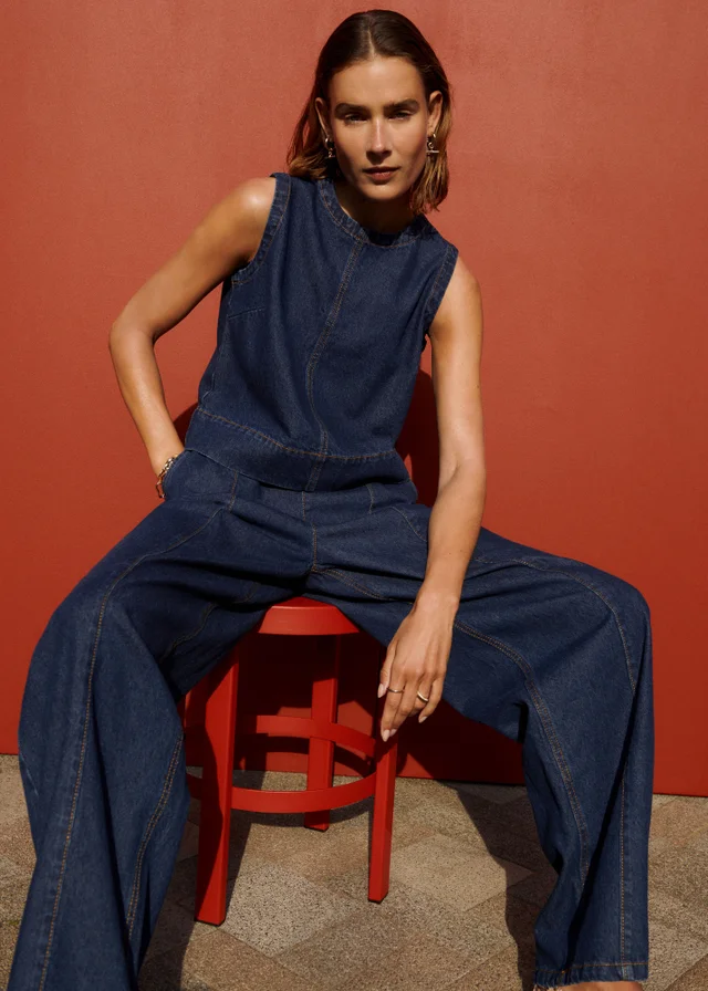 Dark Wash Denim Co Ord Vest Top