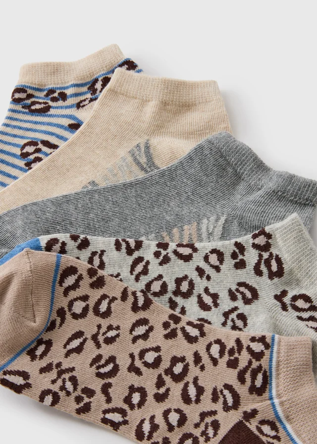 5 Pack Animal Print Ankle Socks