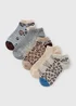 5 Pack Animal Print Ankle Socks - One Size Image 1