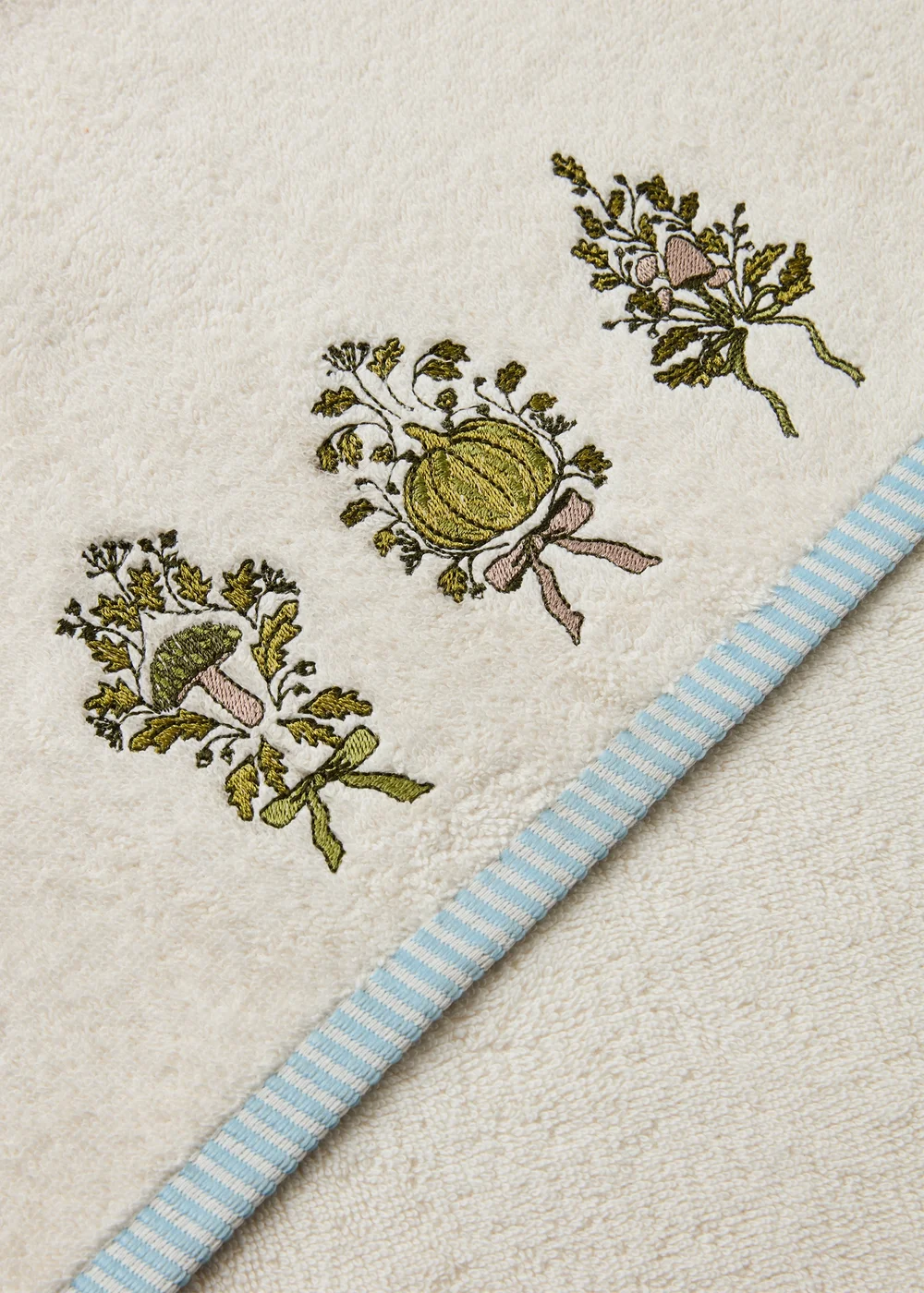 Cream Pumpkin Embroidered Hand Towel - Hand Towel Image 2