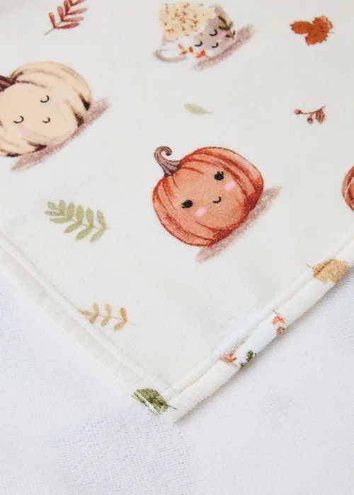 Cream Pumpkin Printed Hand Towel - Hand Towel Image 2