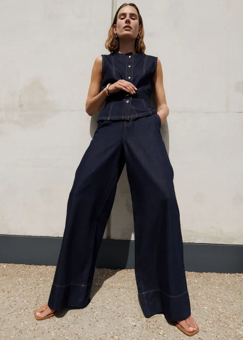 Indigo High Rise Wide Leg Co-Ord Jeans - 8/L29 Image 2
