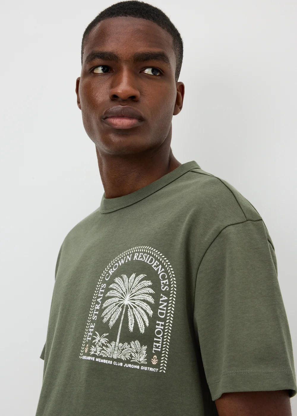 Khaki Singapore Palm Printed T-Shirt - M Image 3