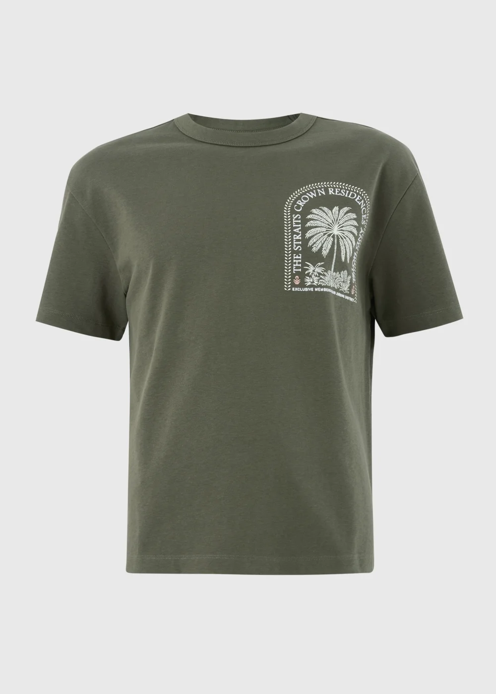 Khaki Singapore Palm Printed T-Shirt - M Image 4