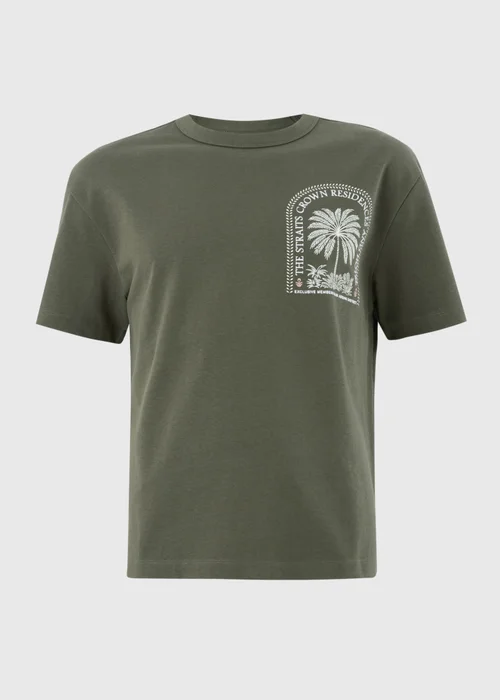 Khaki Singapore Palm Printed T-Shirt - M Image 4
