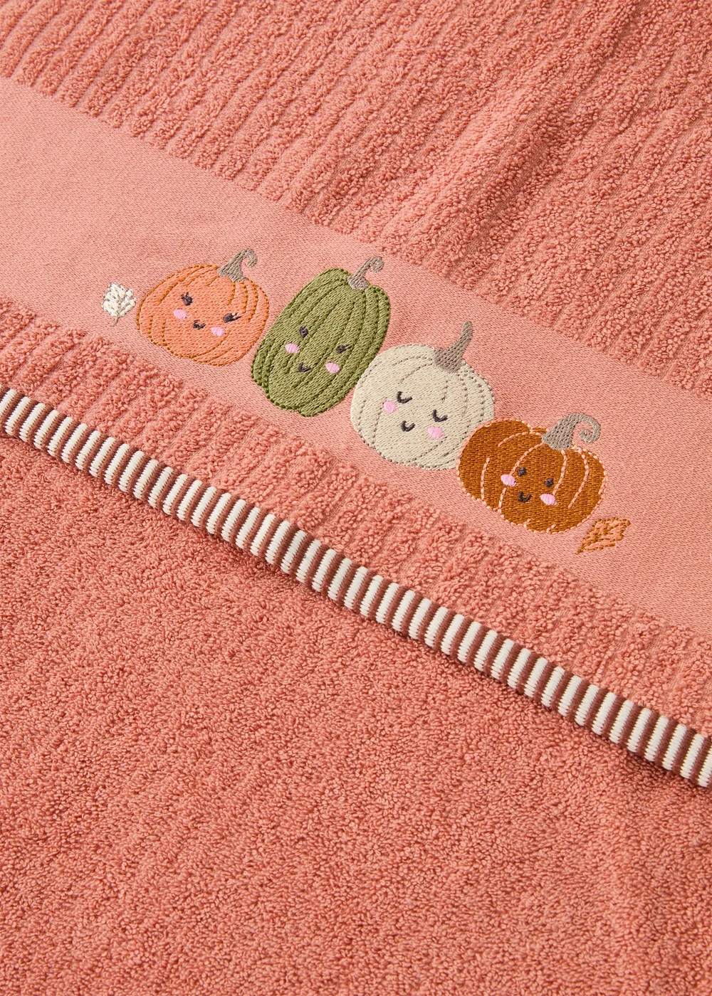 Orange Pumpkin Embroidered Hand Towel - Hand Towel Image 2