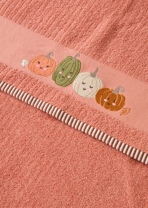 Orange Pumpkin Embroidered Hand Towel - Hand Towel Image 2