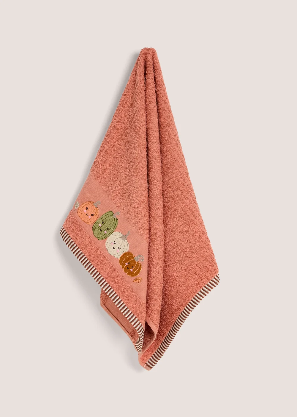 Orange Pumpkin Embroidered Hand Towel - Hand Towel Image 1