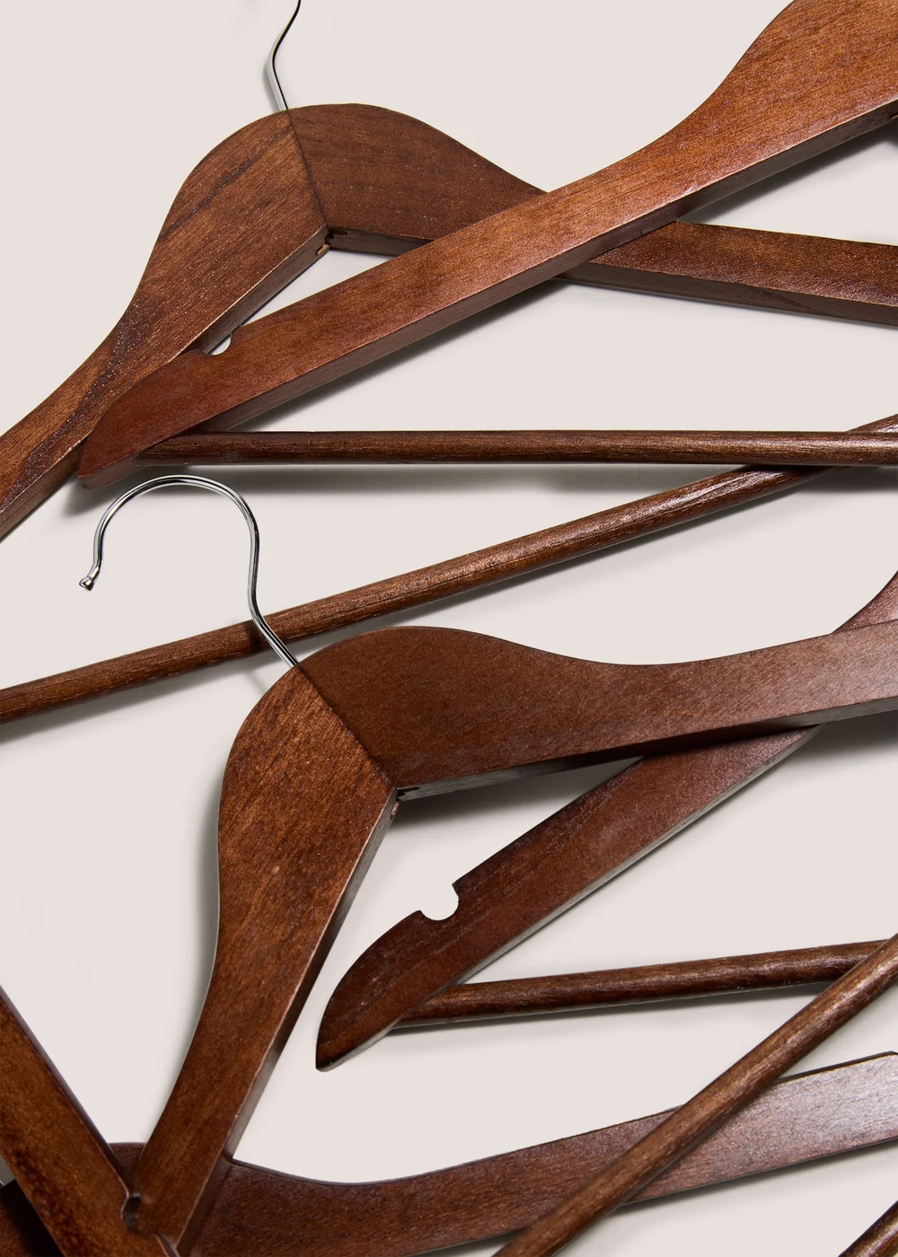 10 Pack Dark Wood Effect Clothes Hangers Image 2