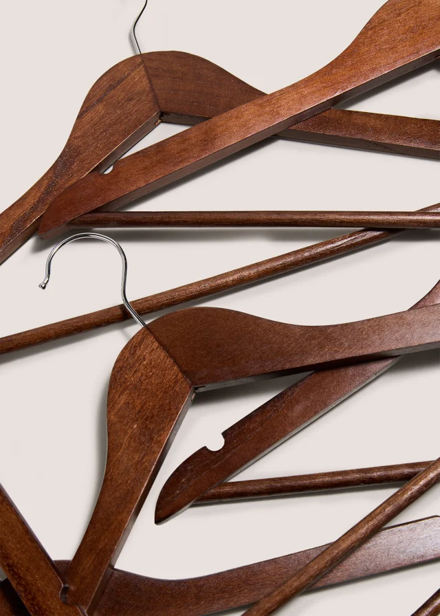 10 Pack Dark Wood Effect Clothes Hangers