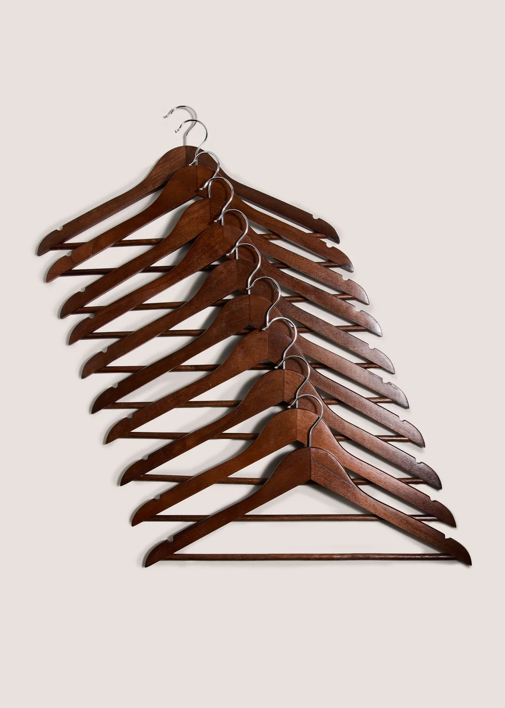 10 Pack Dark Wood Effect Clothes Hangers Image 1