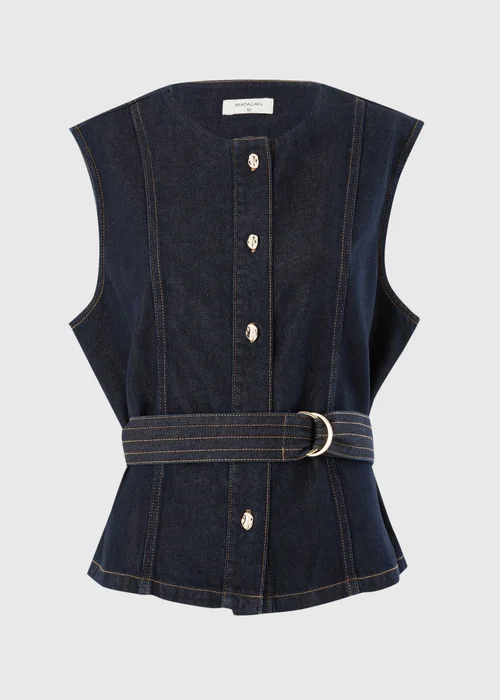 Indigo Belted Co Ord Denim Waistcoat - 14 Image 5