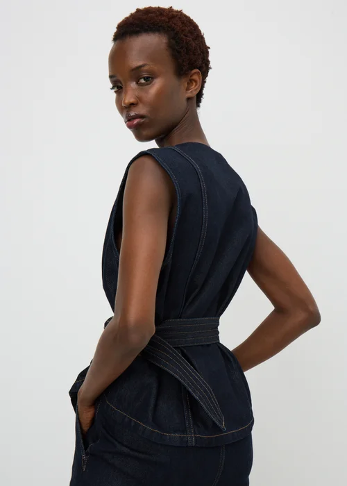 Indigo Belted Co Ord Denim Waistcoat - 14 Image 3