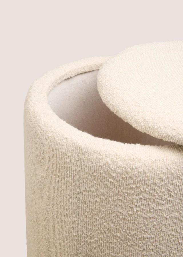 Cream Boucle Storage Pouffe