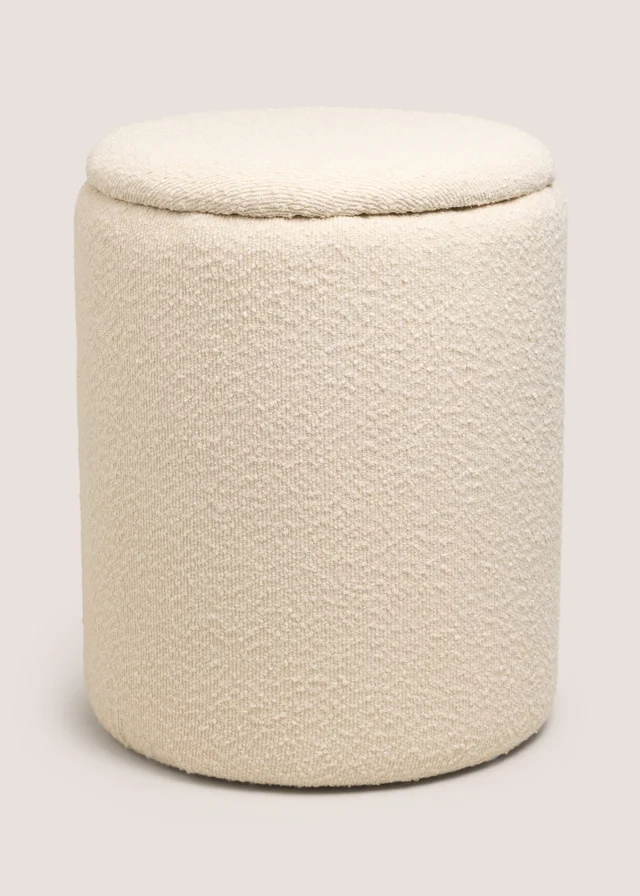 Cream Boucle Storage Pouffe