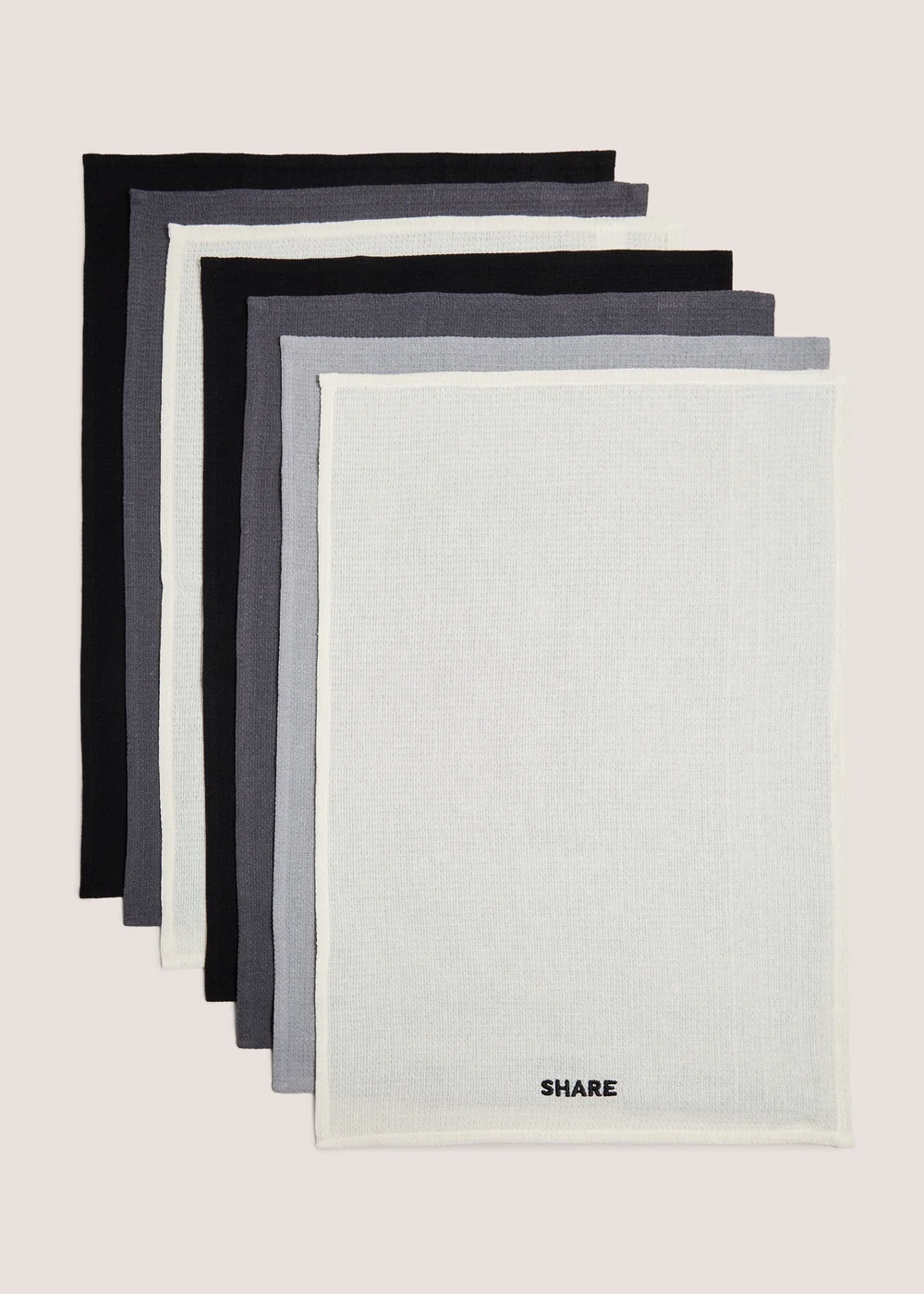 7 Pack Monochrome Slogan Tea Towels Image 1