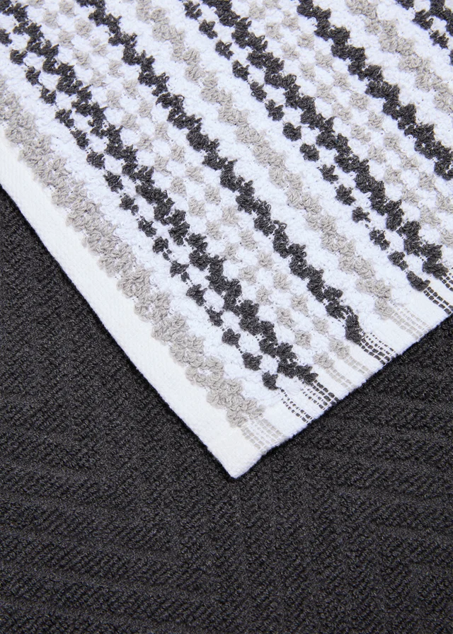 2 Pack Black Stripe Bobble Tea Towels
