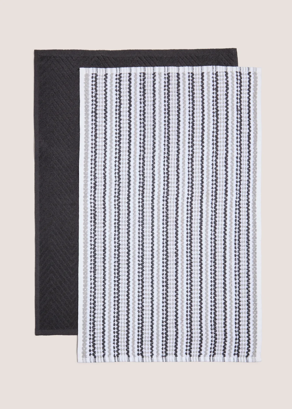 2 Pack Black Stripe Bobble Tea Towels Image 1