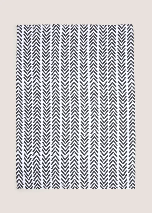 Black Herringbone Tea Towel Image 1