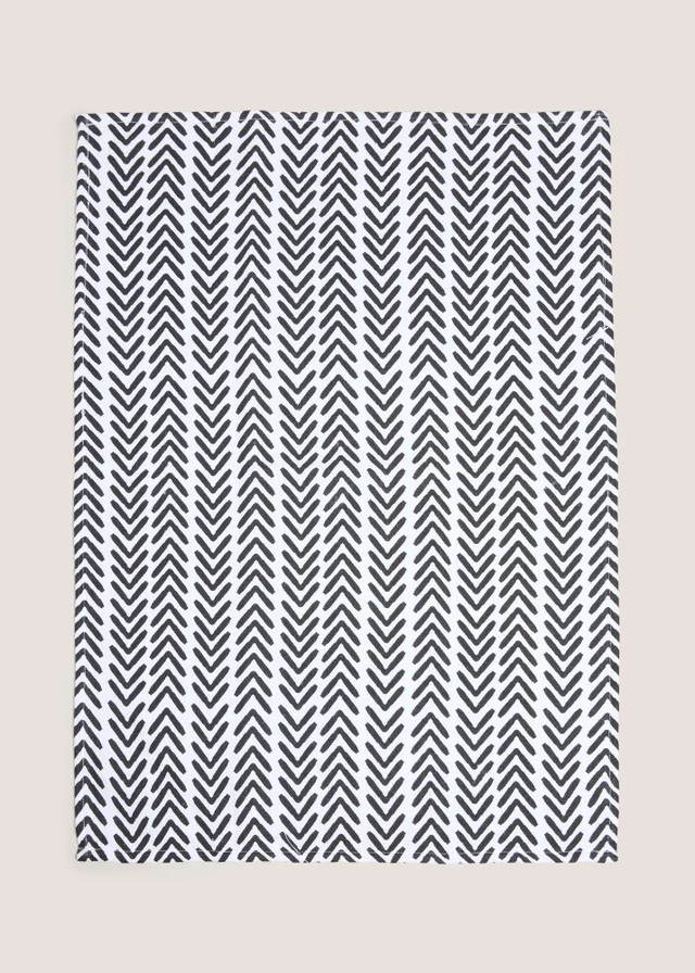 Black Herringbone Tea Towel
