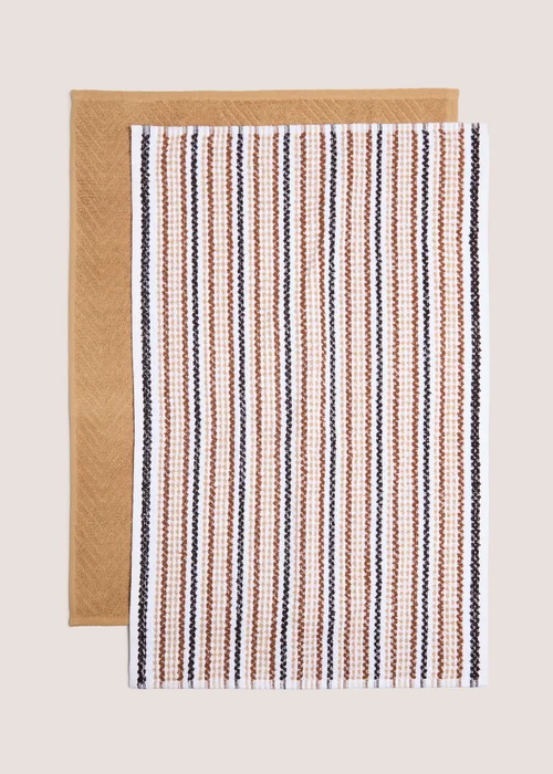 2 Pack Stripe Teal Towel Image 1