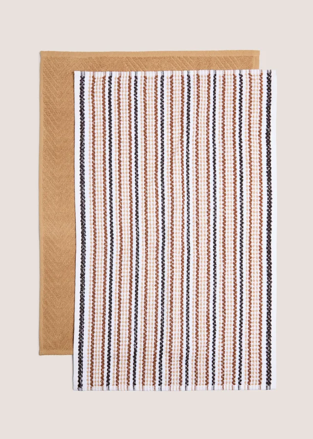 2 Pack Stripe Teal Towel