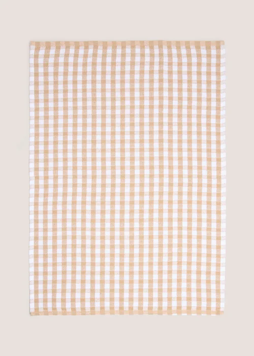 Beige Check Tea Towel Image 1