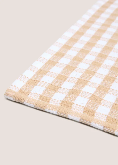 Beige Check Tea Towel Image 2