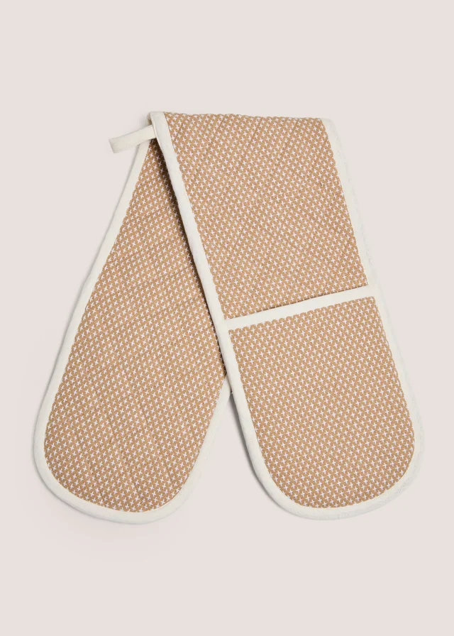 Beige Contrast Stitch Oven Glove