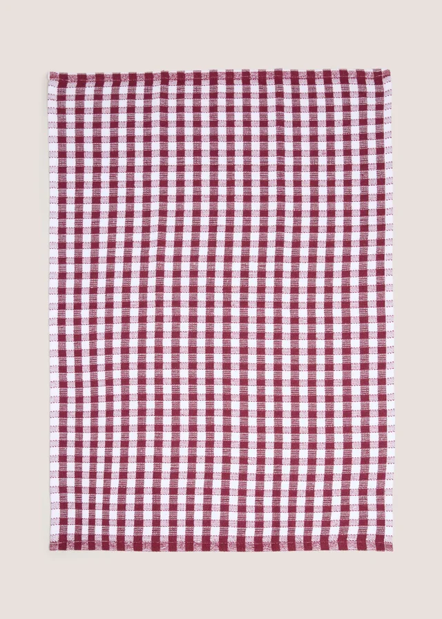 Burgundy Check Tea Towel