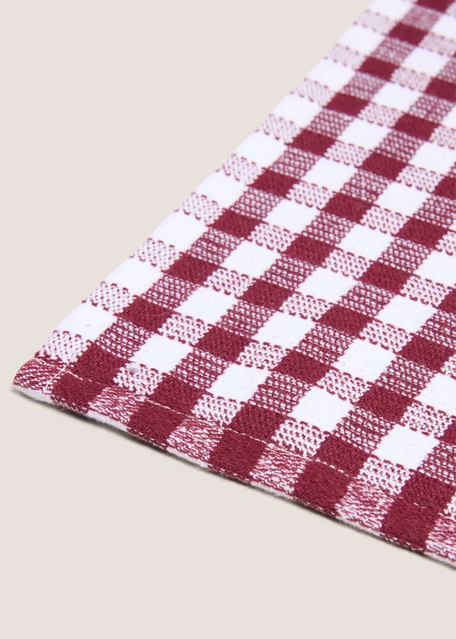 Burgundy Check Tea Towel