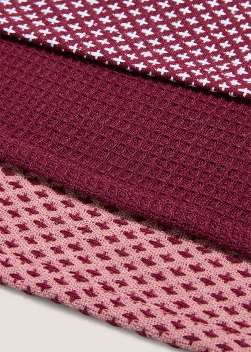 Burgundy 3 Pack Burgundy Tea Towels Image 2