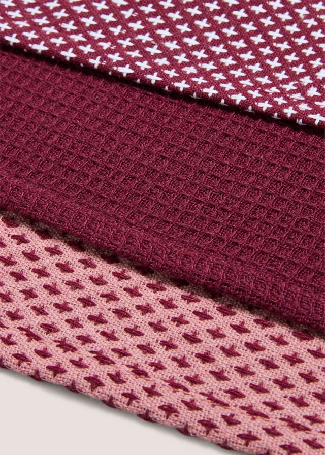 Burgundy 3 Pack Burgundy Tea Towels