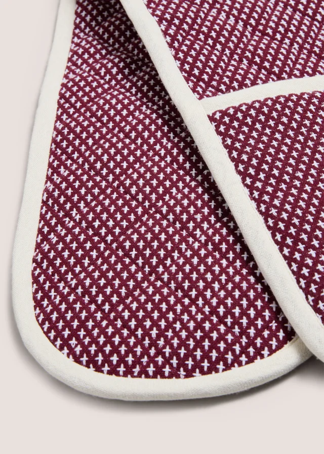 Burgundy Contrast Stitch Oven Glove