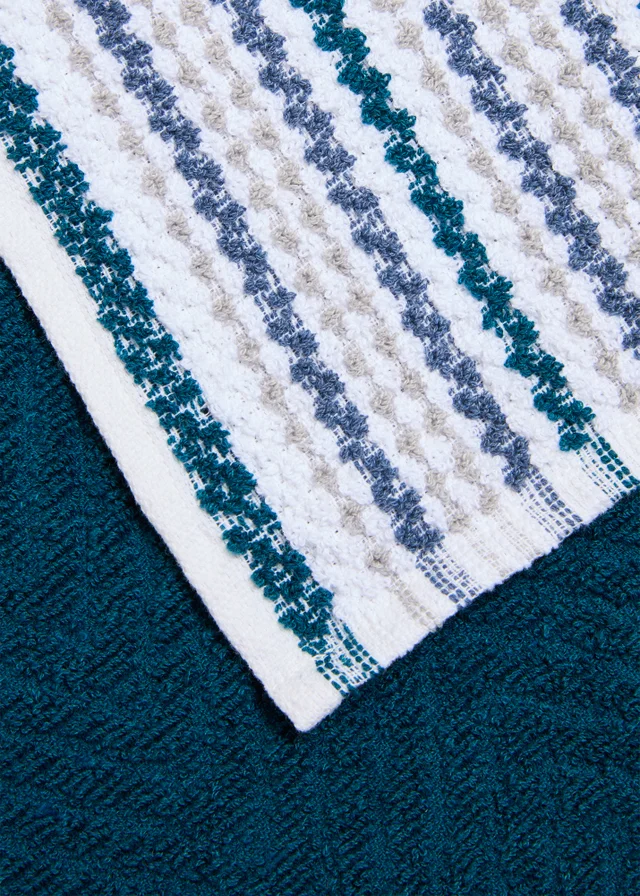 2 Pack Teal Stripe Tea Towel