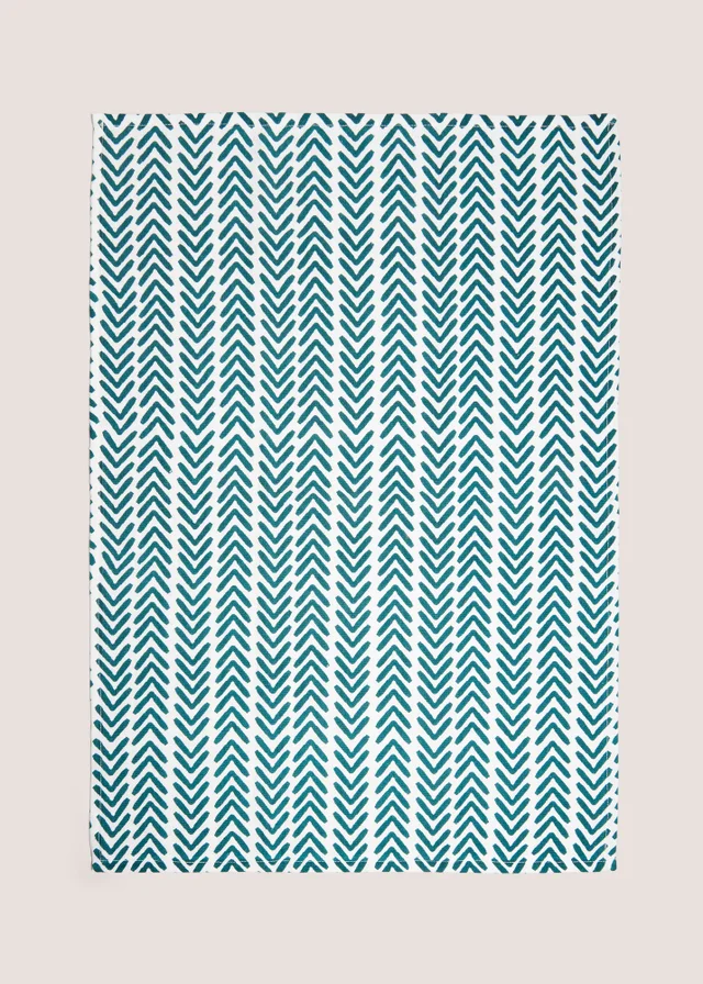 Teal Herringbone Tea Towel